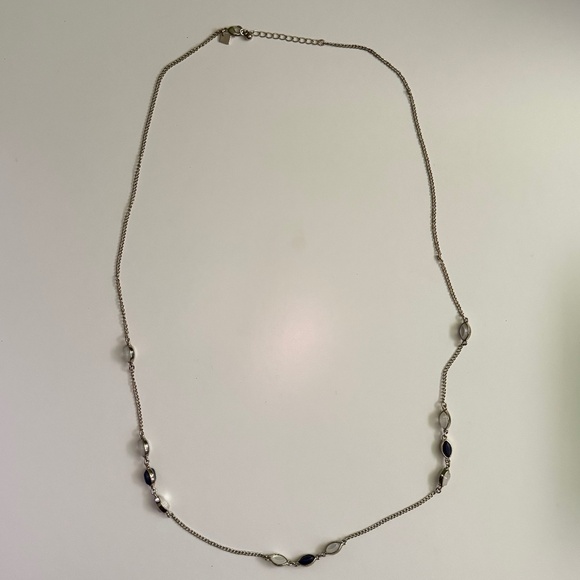 Simple elegant silver-tone chain with spaced beads long necklace - Picture 1 of 5